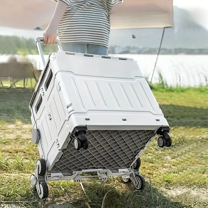 50L Folding Shopping Cart for Picnics, Camping, and Market Stalls - Gray