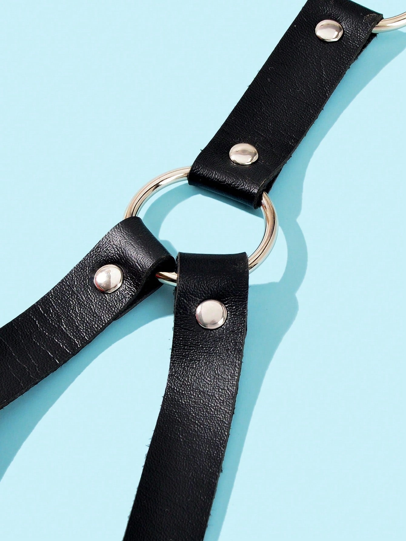 Punk Black PU Leather Body Belly Harness Waist Chain Rave Adjustable Nightclub Body Jewelry-2