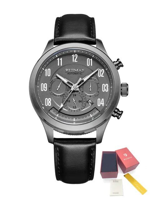 RUIMAS Luxury Casual Sport Watch for Men's Automatic Mechanical Watches Leather Luminous Man Clock Wrist Watch Chronograph 6785
