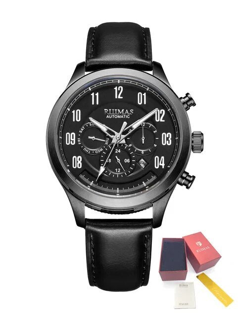 RUIMAS Luxury Casual Sport Watch for Men's Automatic Mechanical Watches Leather Luminous Man Clock Wrist Watch Chronograph 6785