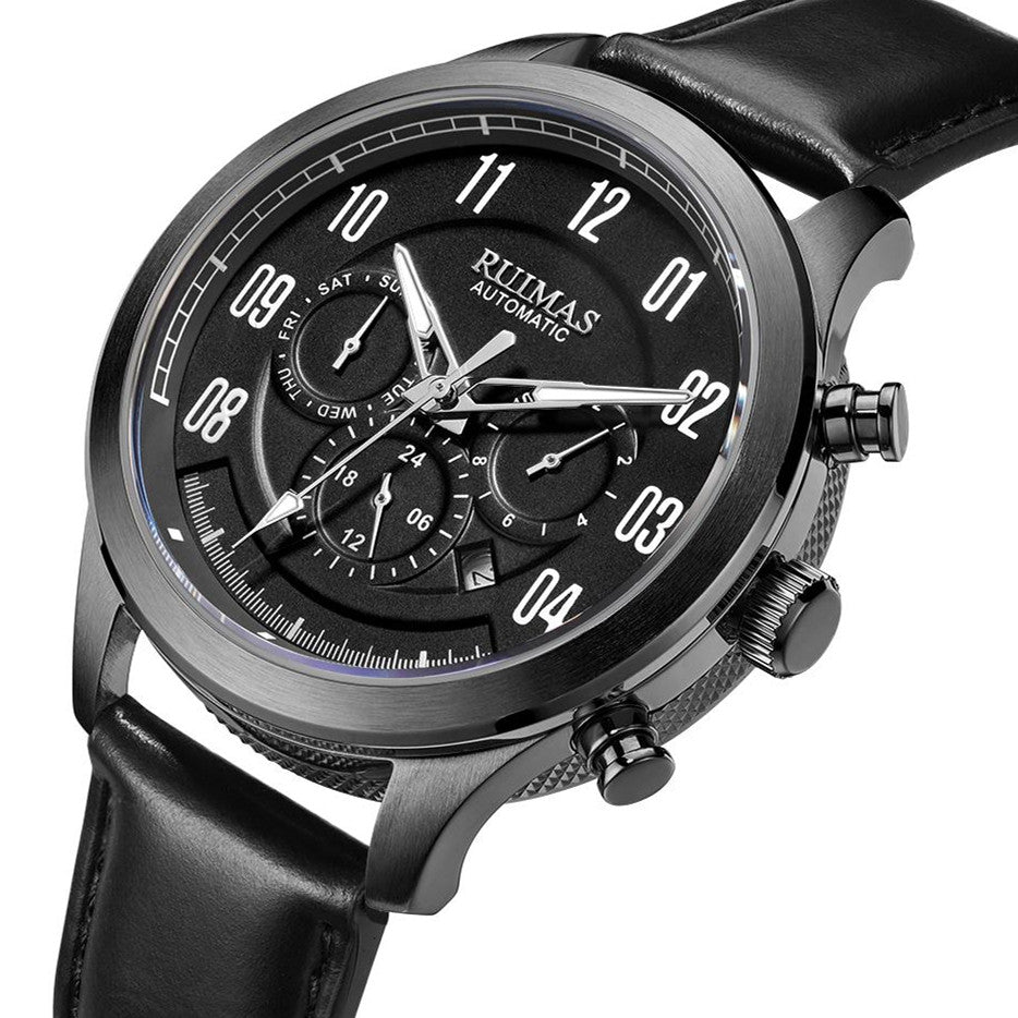 RUIMAS Luxury Casual Sport Watch for Men's Automatic Mechanical Watches Leather Luminous Man Clock Wrist Watch Chronograph 6785