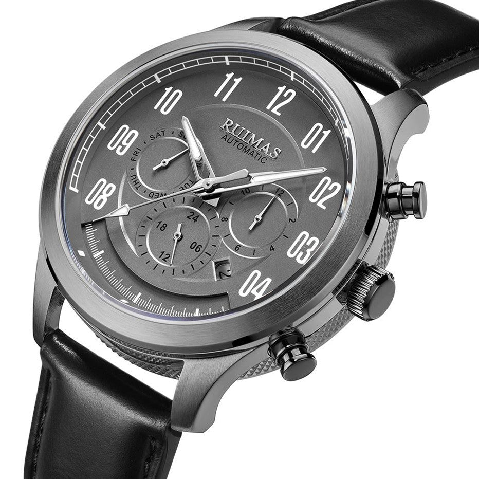 RUIMAS Luxury Casual Sport Watch for Men's Automatic Mechanical Watches Leather Luminous Man Clock Wrist Watch Chronograph 6785