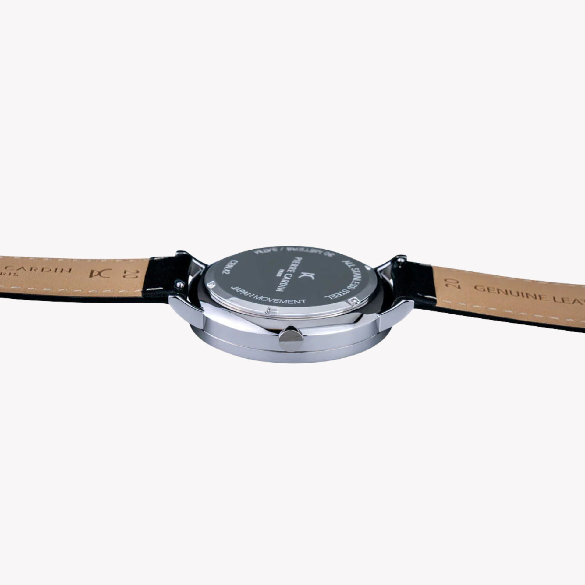 Pierre Cardin Men's Black Leather Watch, Silver Case | Cbn.3019-3