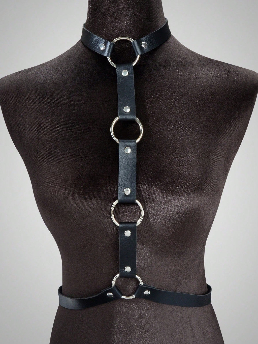 Punk Black PU Leather Body Belly Harness Waist Chain Rave Adjustable Nightclub Body Jewelry-3