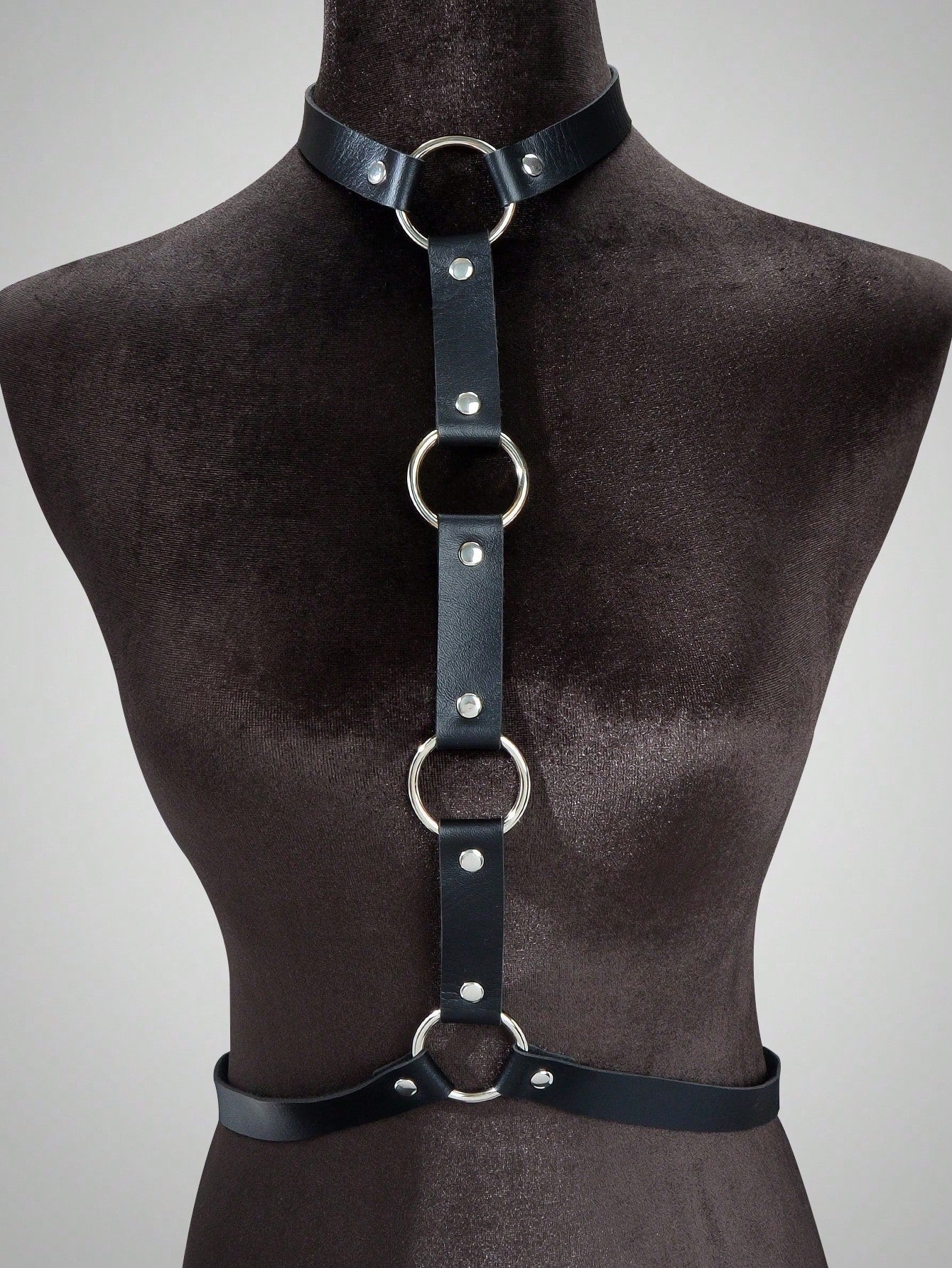 Punk Black PU Leather Body Belly Harness Waist Chain Rave Adjustable Nightclub Body Jewelry-3
