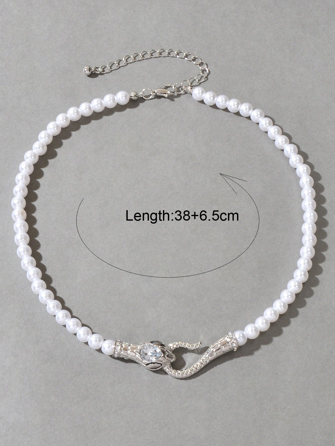 Punk Retro Pearl Beads Chain Gold Silver Snake Short Clavicle Statement Necklace-3