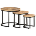 NNEVL Side Tables 3 pcs Rough Mango Wood
