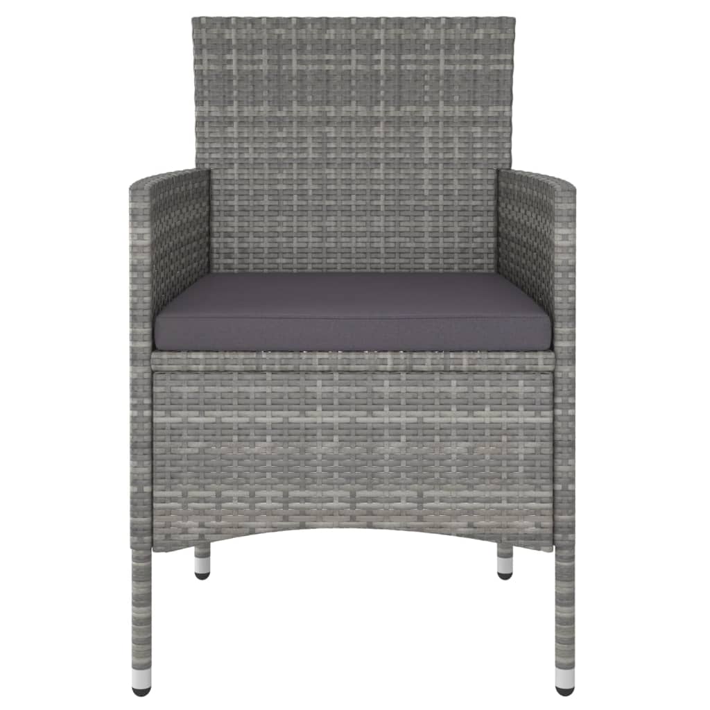 NNEVL 5 Piece Garden Dining Set Poly Rattan and Tempered Glass Grey