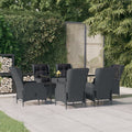 NNEVL 7 Piece Garden Dining Set Dark Grey Poly Rattan