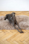 Square or Rectangular Natural Sheepskin Pet Mat - Greige-0