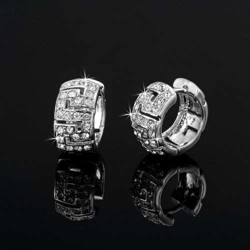 925 Sterling Silver Plated Huggie Earrings Featuring Crystals by Swarovski®-0