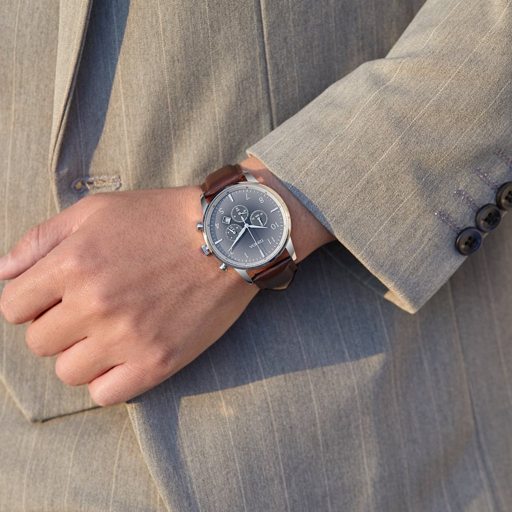 Trnda Men's Stainless Steel Watch, Gray Dial | Trnda43mm-1