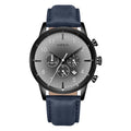 Trnda Men's Black Stainless Steel Watch, Blue Leather Band | Trnda43bl-0
