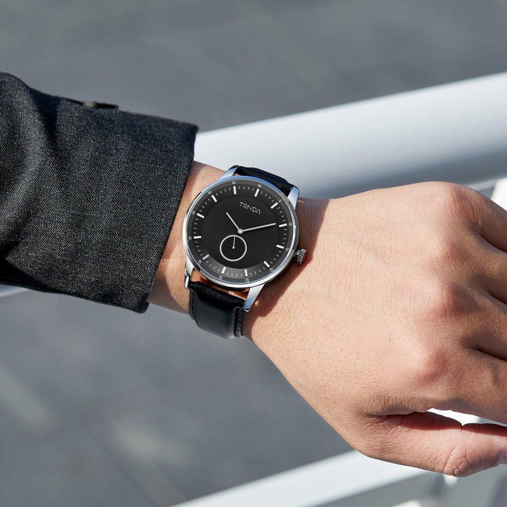 Trnda Men's Stainless Steel Watch, Black Dial | Trn-Ss43-Bk-1